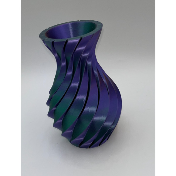 3D Printed Swirled Modern Flower Vase Multi Color Metallic Purple Pink Blue OOAK - Picture 12 of 16